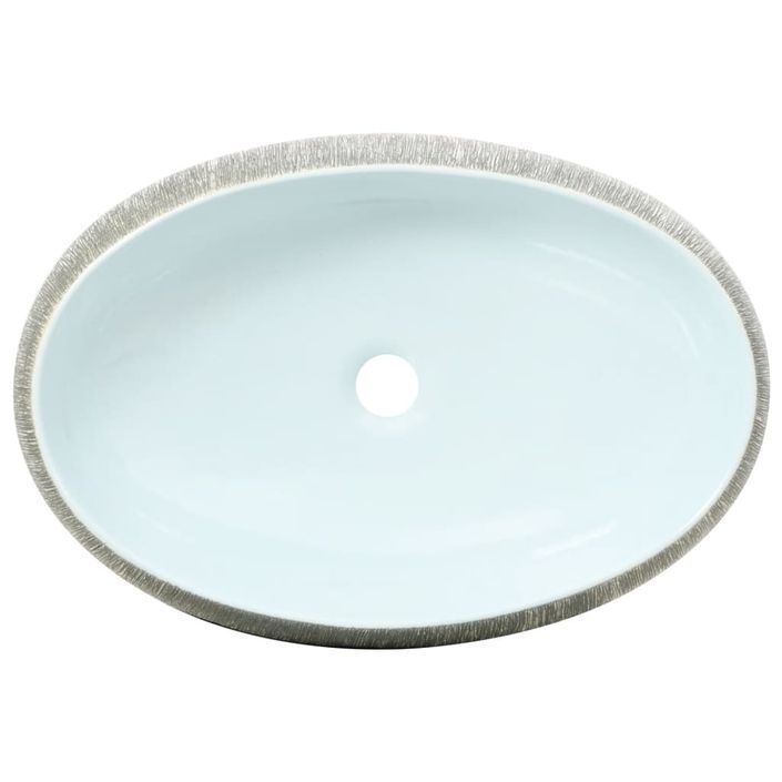 Vasque à poser gris et bleu ovale 59x40x15 cm céramique - Photo n°6