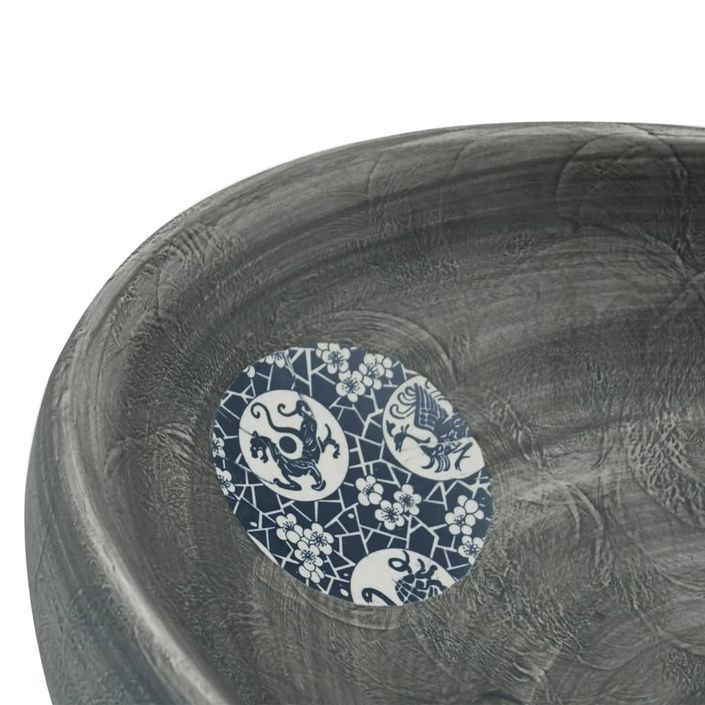 Vasque à poser gris ovale 59x40x15 cm céramique - Photo n°7