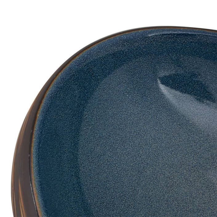 Vasque à poser marron et bleu ovale 59x40x15 cm céramique - Photo n°7