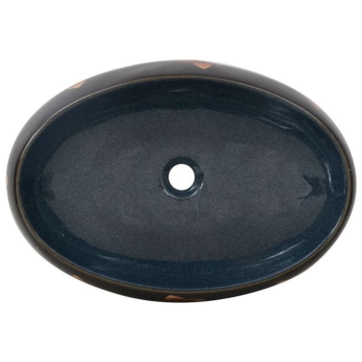 Vasque à poser noir et bleu ovale 59x40x15 cm céramique - Photo n°6