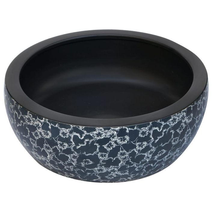 Vasque à poser noir et bleu rond Φ41x14 cm céramique - Photo n°3