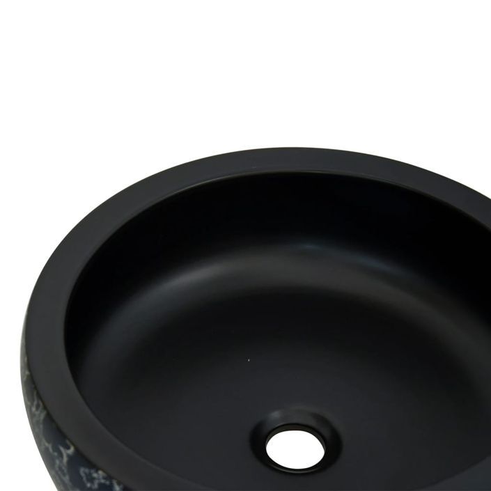 Vasque à poser noir et bleu rond Φ41x14 cm céramique - Photo n°5
