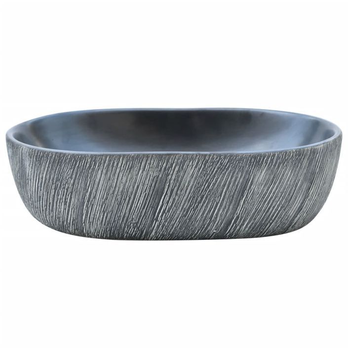 Vasque à poser noir et gris ovale 47x33x13 cm céramique - Photo n°3