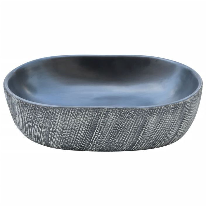 Vasque à poser noir et gris ovale 47x33x13 cm céramique - Photo n°4