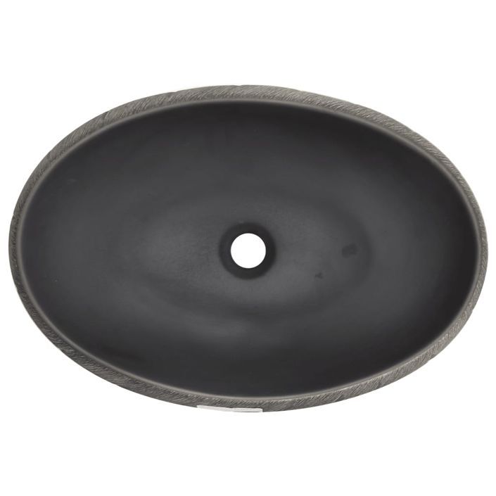 Vasque à poser noir et gris ovale 59x40x15 cm céramique - Photo n°6