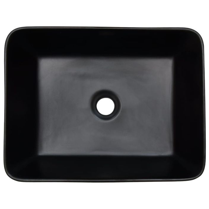 Vasque à poser noir et marron rectangulaire céramique - Photo n°6