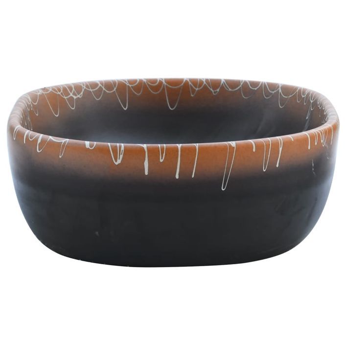 Vasque à poser noir et orange ovale 47x33x13 cm céramique - Photo n°5