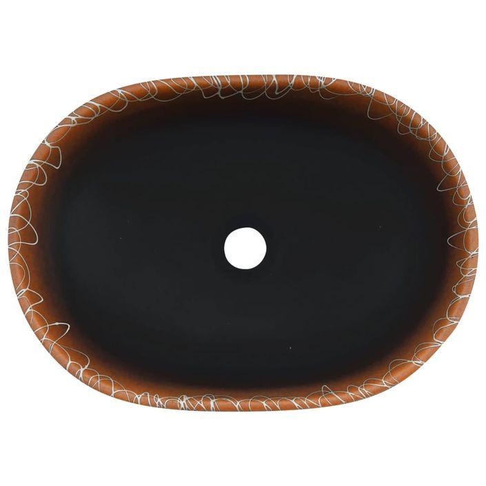 Vasque à poser noir et orange ovale 47x33x13 cm céramique - Photo n°6