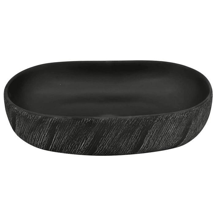 Vasque à poser noir ovale 59x40x14 cm céramique - Photo n°4