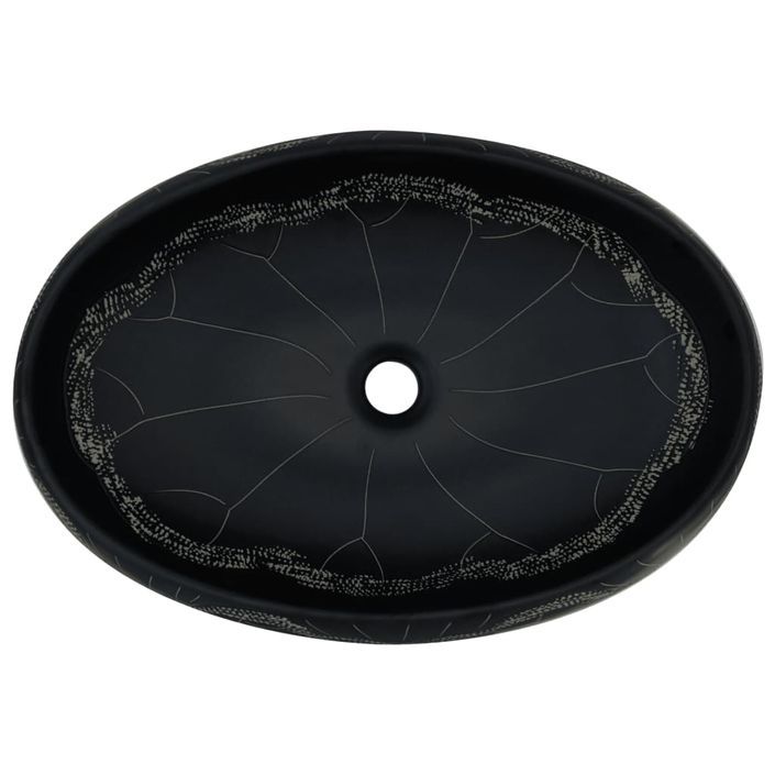 Vasque à poser noir ovale 59x40x15 cm céramique - Photo n°6