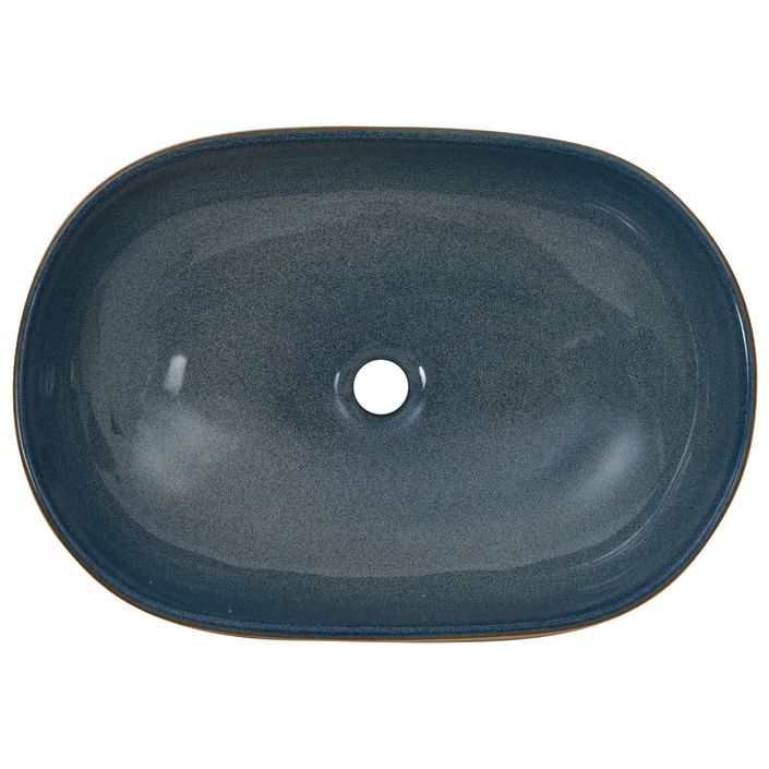 Vasque à poser sable et bleu ovale 59x40x14 cm céramique - Photo n°6