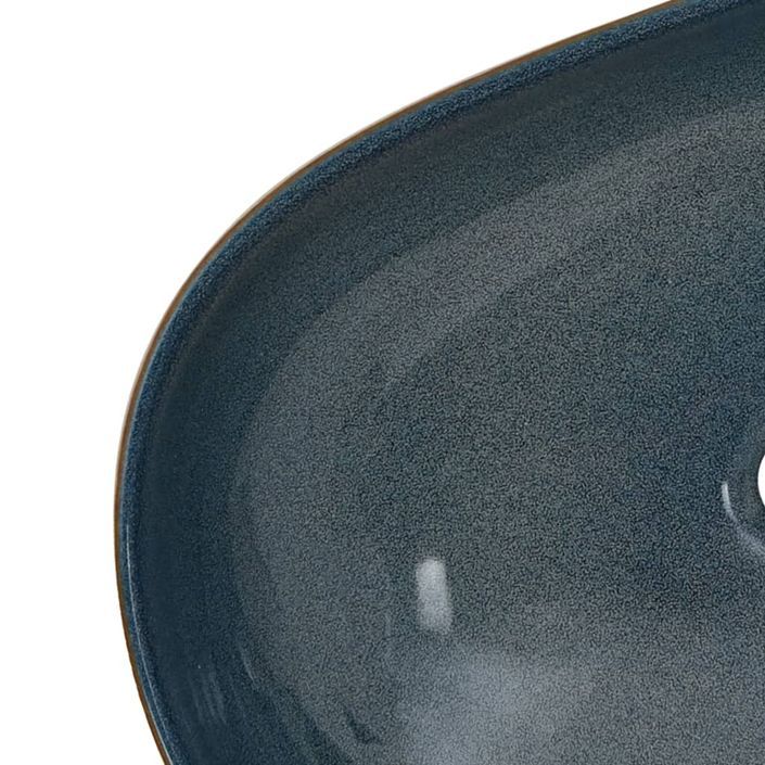 Vasque à poser sable et bleu ovale 59x40x14 cm céramique - Photo n°7