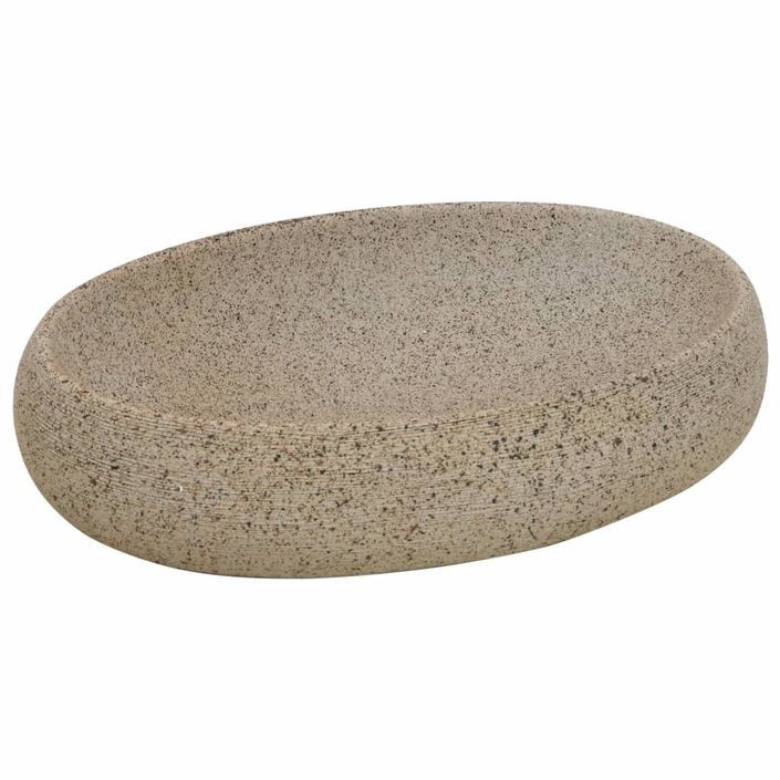 Vasque à poser sable ovale 59x40x15 cm céramique - Photo n°2