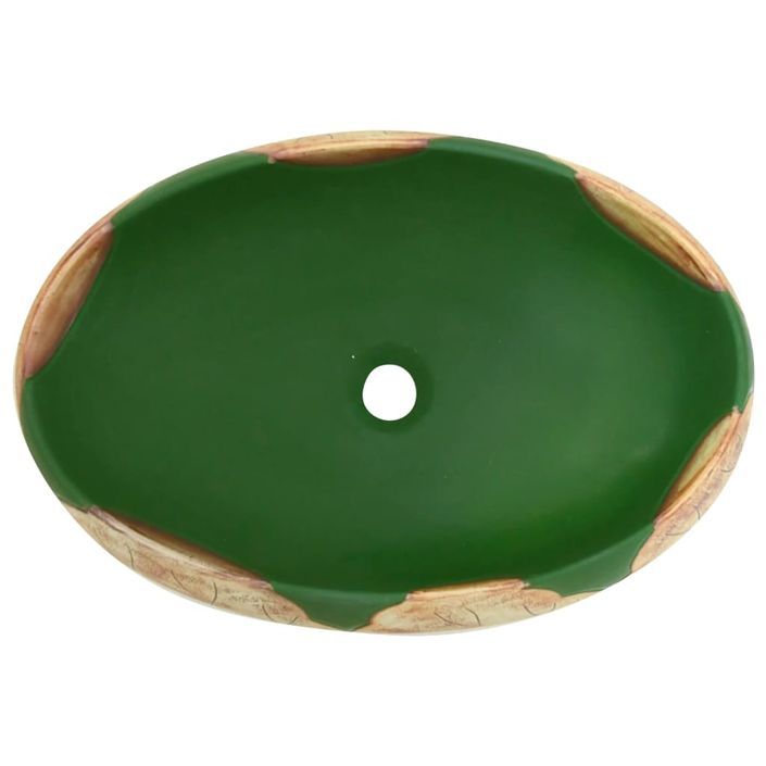 Vasque à poser vert et marron ovale 59x40x15 cm céramique - Photo n°6