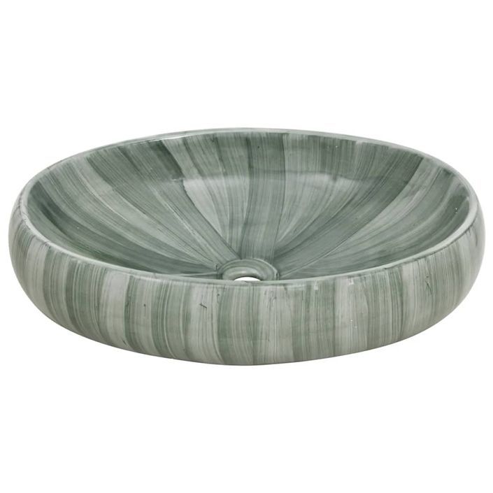 Vasque à poser vert ovale 59x40x15 cm céramique - Photo n°4