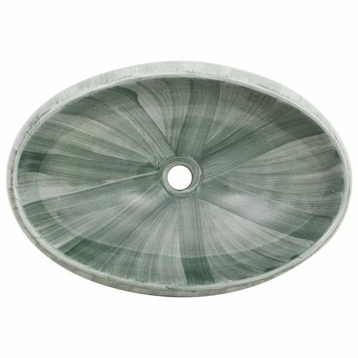 Vasque à poser vert ovale 59x40x15 cm céramique - Photo n°6