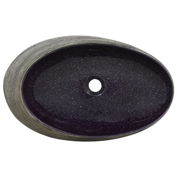 Vasque à poser violet et gris ovale 59x40x14 cm céramique - Photo n°6