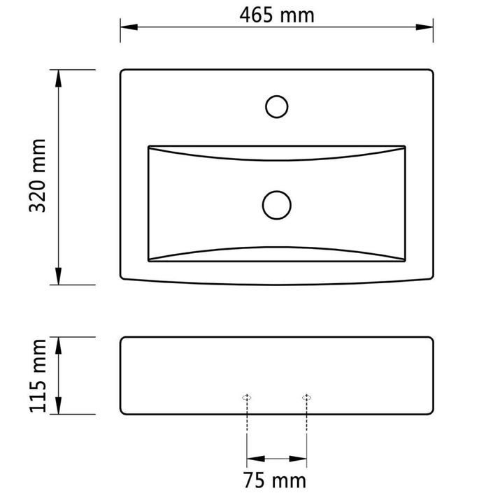 Vasque à trou de trop-plein robinet céramique pour salle de bain Blanc - Photo n°6