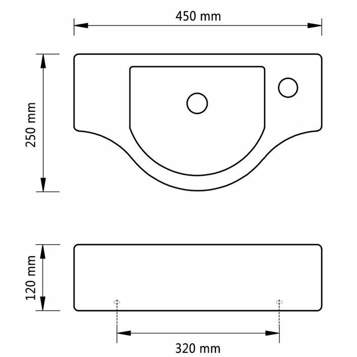 Vasque à trou pour robinet céramique Noir pour salle de bain - Photo n°6