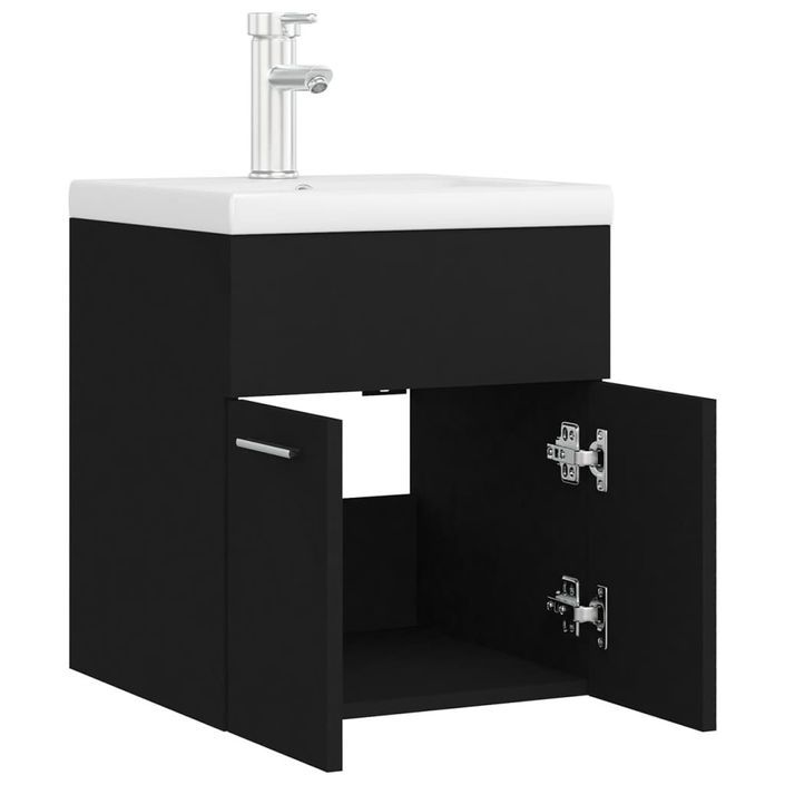 Vasque avec lavabo intégré 41 cm Noir - Photo n°7