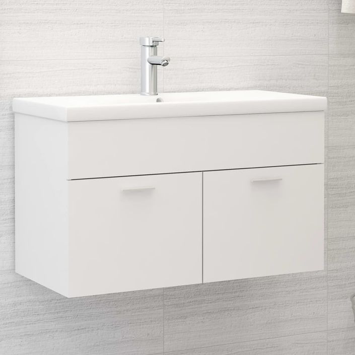 Vasque avec lavabo intégré 80 cm Blanc - Photo n°2