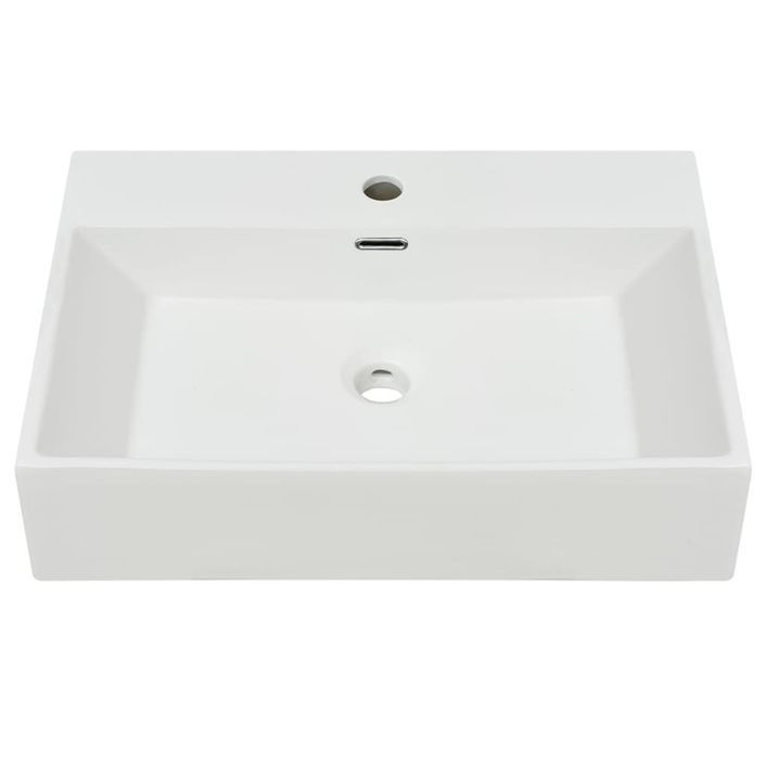 Vasque avec trou de robinet en céramique Blanc 60,5x42,5x14,5cm - Photo n°3