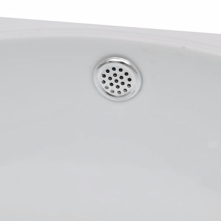 Vasque de salle de bains céramique blanc avec trou de trop-plein - Photo n°5