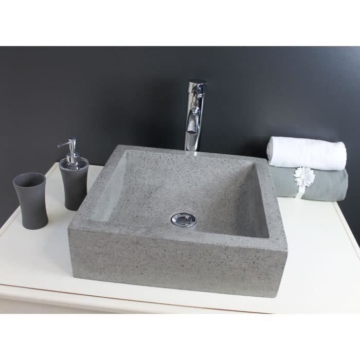 Vasque en terrazzo Kiara 40x40cm gris - Photo n°1