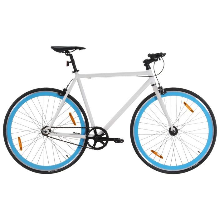 Vélo à pignon fixe blanc et bleu 700c 51 cm - Photo n°1