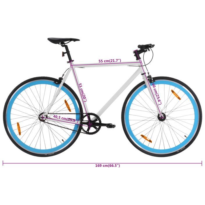 Vélo à pignon fixe blanc et bleu 700c 51 cm - Photo n°10