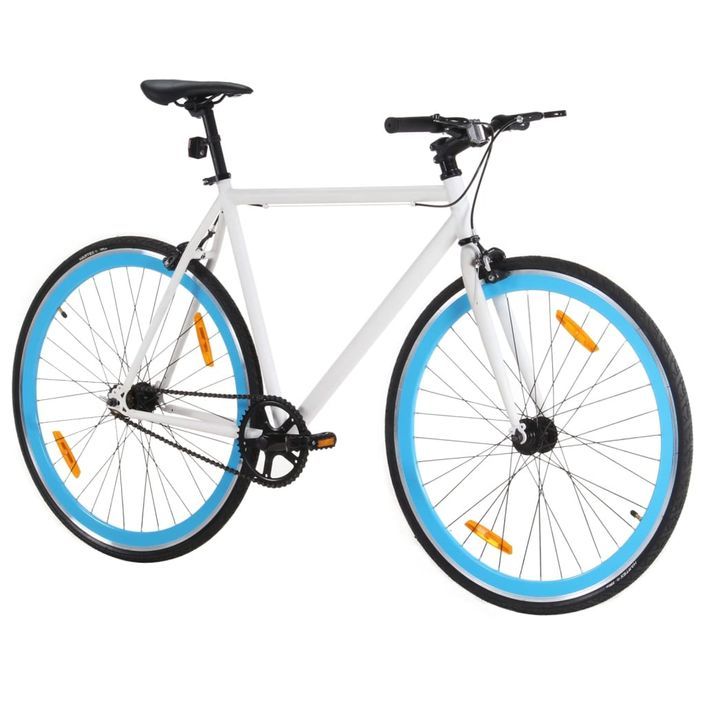Vélo à pignon fixe blanc et bleu 700c 59 cm - Photo n°2