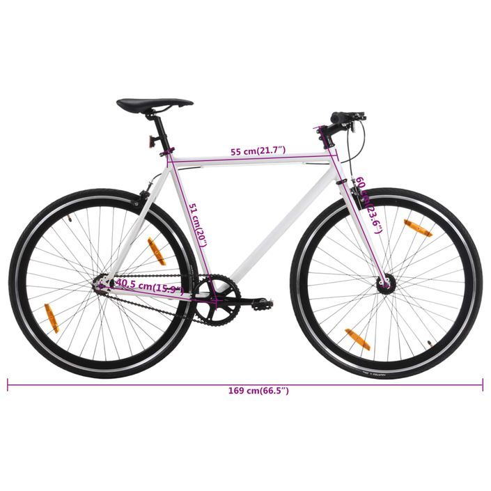 Vélo à pignon fixe blanc et noir 700c 51 cm - Photo n°10