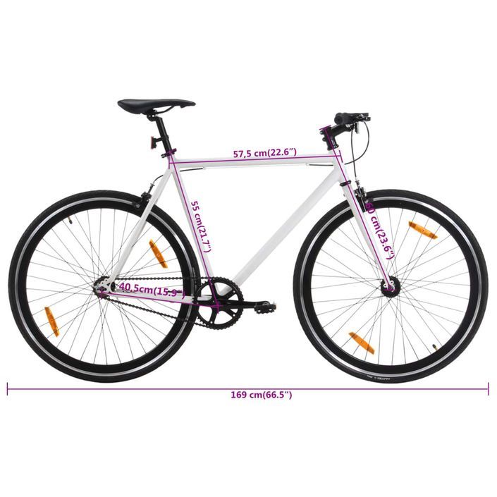 Vélo à pignon fixe blanc et noir 700c 55 cm - Photo n°10