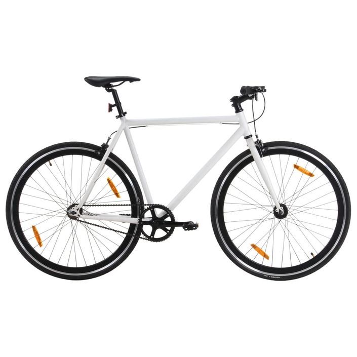 Vélo à pignon fixe blanc et noir 700c 59 cm - Photo n°1