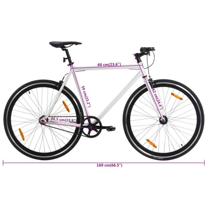 Vélo à pignon fixe blanc et noir 700c 59 cm - Photo n°10