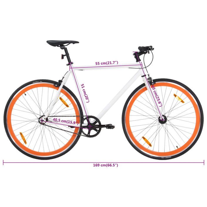 Vélo à pignon fixe blanc et orange 700c 51 cm - Photo n°10