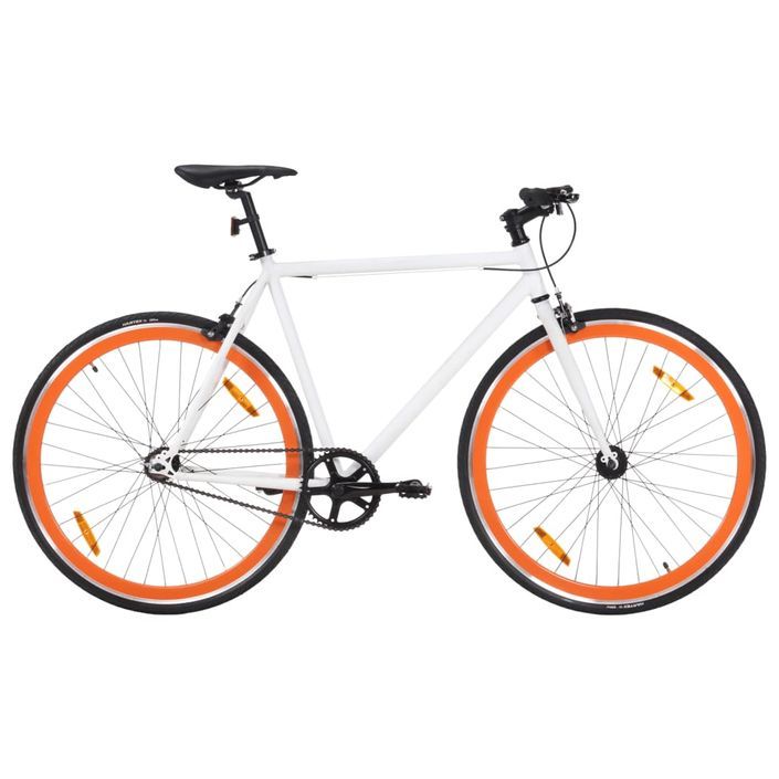 Vélo à pignon fixe blanc et orange 700c 55 cm - Photo n°1