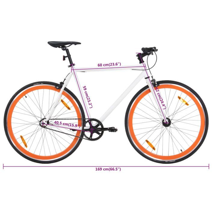 Vélo à pignon fixe blanc et orange 700c 59 cm - Photo n°10