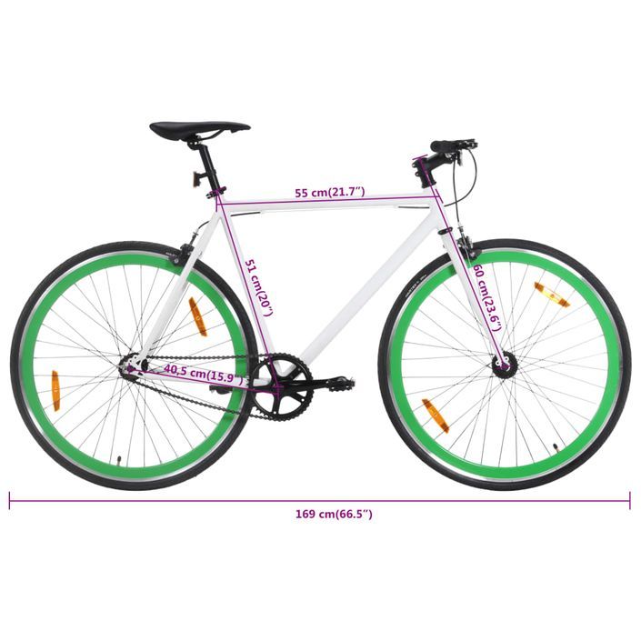 Vélo à pignon fixe blanc et vert 700c 51 cm - Photo n°10
