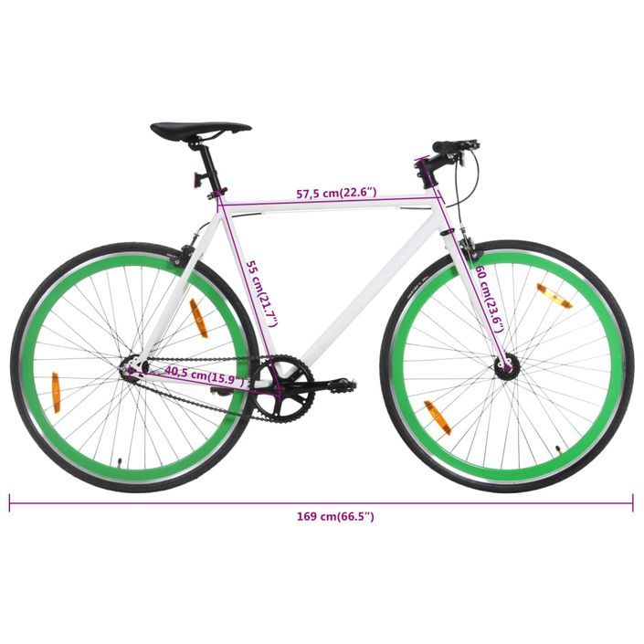 Vélo à pignon fixe blanc et vert 700c 55 cm - Photo n°10