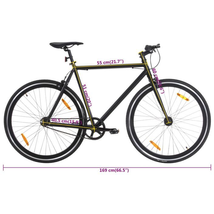 Vélo à pignon fixe noir 700c 51 cm - Photo n°9