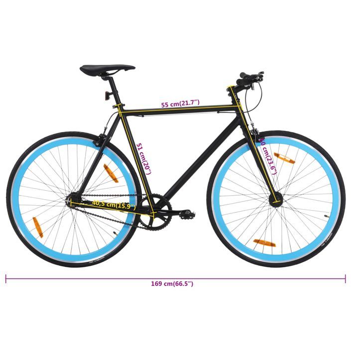 Vélo à pignon fixe noir et bleu 700c 51 cm - Photo n°9