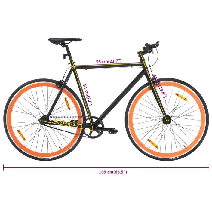 Vélo à pignon fixe noir et orange 700c 51 cm - Photo n°9