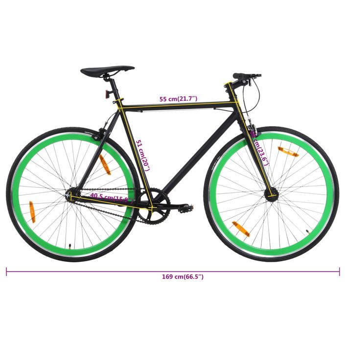 Vélo à pignon fixe noir et vert 700c 51 cm - Photo n°9