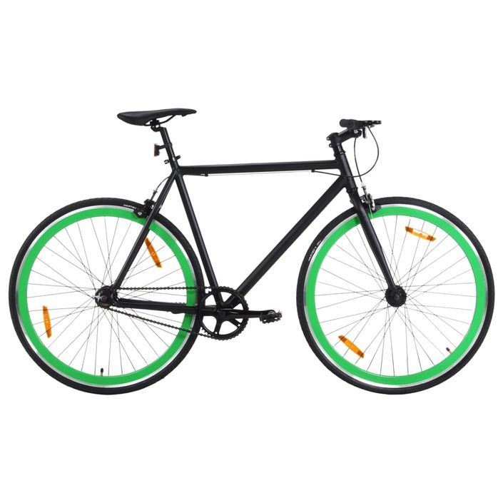 Vélo à pignon fixe noir et vert 700c 55 cm - Photo n°1