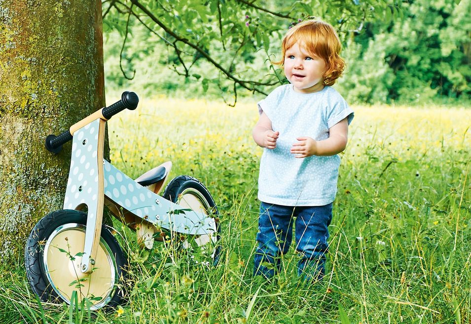 Vélo draisienne enfant bouleau clair et bleu Fridolin - Photo n°3