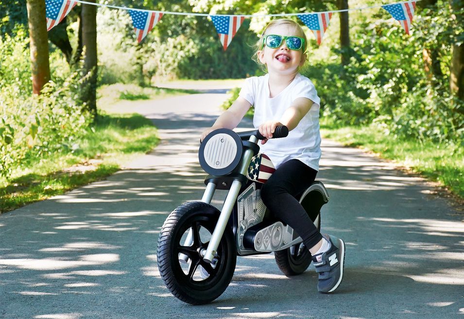 Vélo draisienne enfant bouleau noir et argent Moto Cooper - Photo n°2