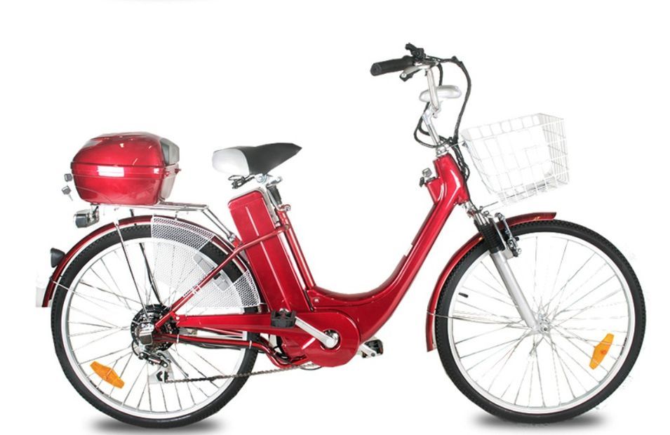 Vélo électrique de ville 250W E-Go City rouge - Photo n°1