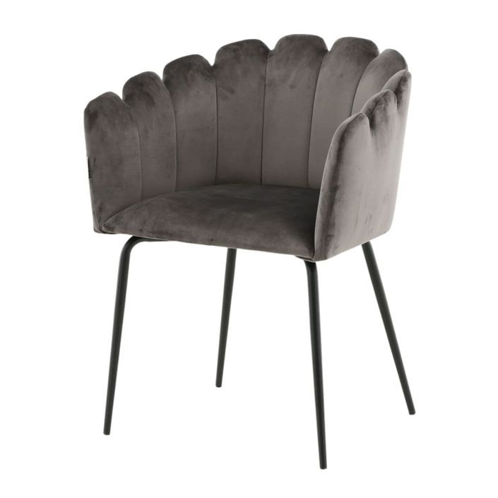 Venture Home Chaise à dîner Limhamn Velours Noir et gris - Photo n°1