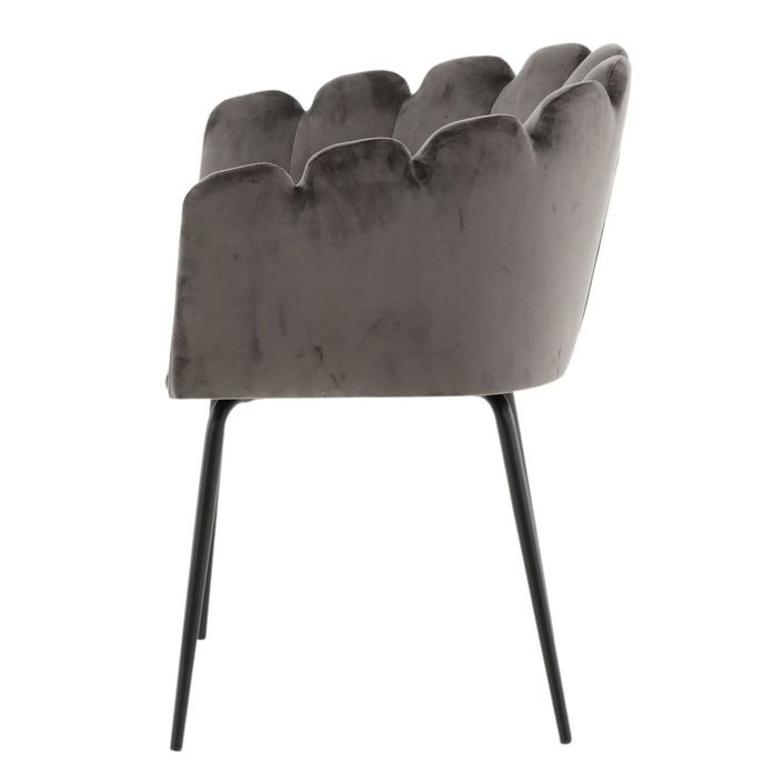 Venture Home Chaise à dîner Limhamn Velours Noir et gris - Photo n°4